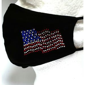 Rhinestone Mask, Fashion Mask, Fabric Mask-USAFlag